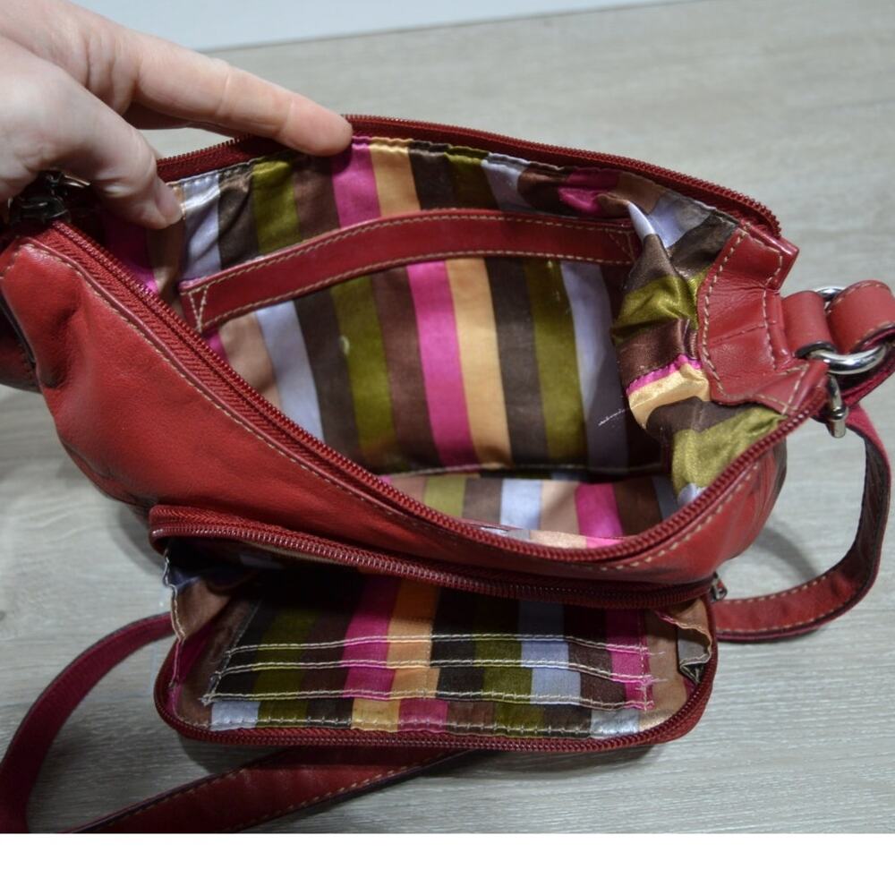 Tignanello Red Leather Crossbody Purse - Picture 10 of 15